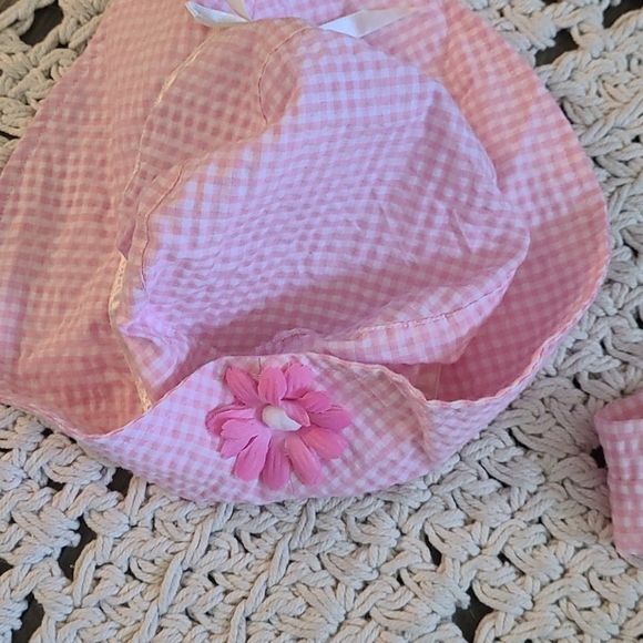 BEAUTIFUL SUMMER 18 MONTHS DRESS / HAT PINK WHITE - Picture 11 of 16
